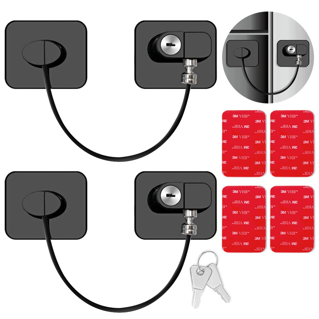 STHIRA 2Pcs Safety Lock Child Proof Safety Lock Refrigerator Door Lock Drawer Lock with Keys Self Adhesive Safety Lock Door Lock Stainless Steel Chain Lock for Door, Window STHIRA 2Pcs Safety Lock Child Proof Safety Lock Refrigerator Door Lock Drawer Lock with Keys Self Adhesive Safety Lock Door Lock Stainless Steel Chain Lock for Door, Window
